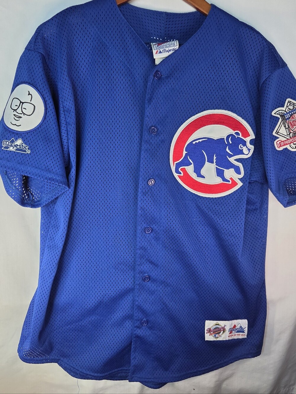 Vintage 90s Chicago Cubs Majestic Diamond Collection Mesh Jersey Patches USA